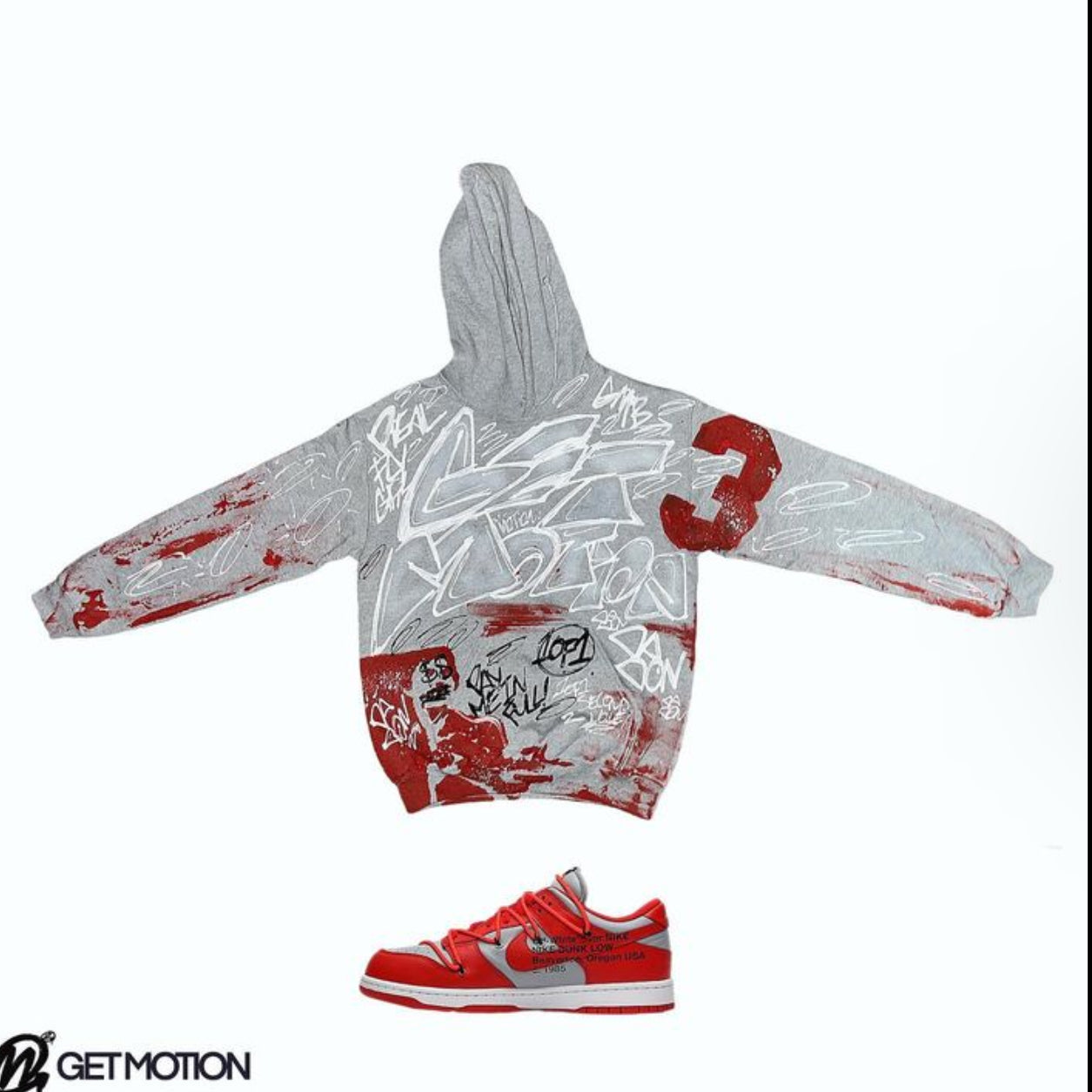 Grey red hoodie best sale