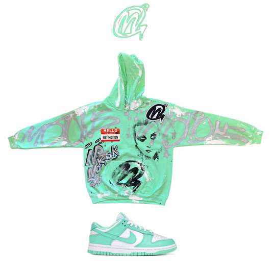 mint Green Graffiti Hoodie