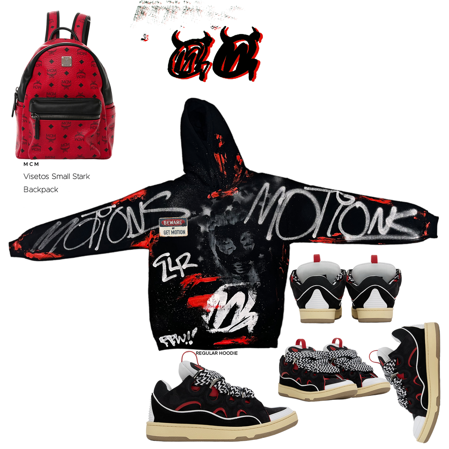 Red and Black Graffiti Hoodie